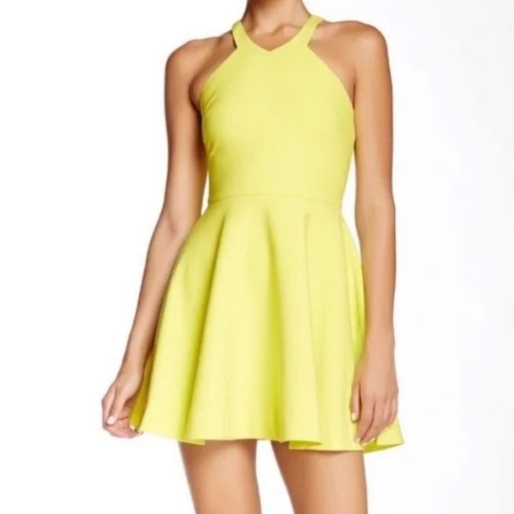 Elizabeth and James Neon Yellow Green Fit and Flare Skater Dress, Size 0